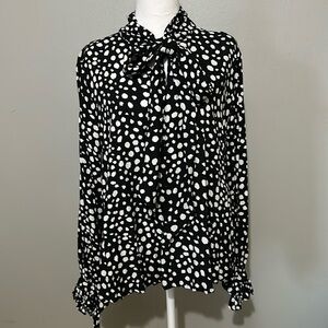 NWOT ladies blouse. Ties at the neck. Ruffle sleeve.